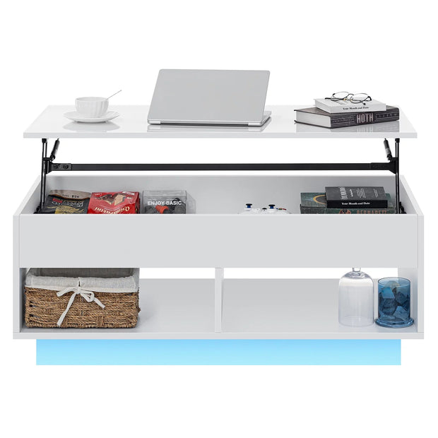 Coffee Tables, Furniture, Home, Living Room Furniture, Modern Coffee TableLift Top Coffee Table with Hidden Compartment High Gloss White Coffee Tables LED Center Rising Cocktail Table for Living Room Accent Furniture - Premium  from Nobles Store - Just $153.80! Shop now at Nobles Store