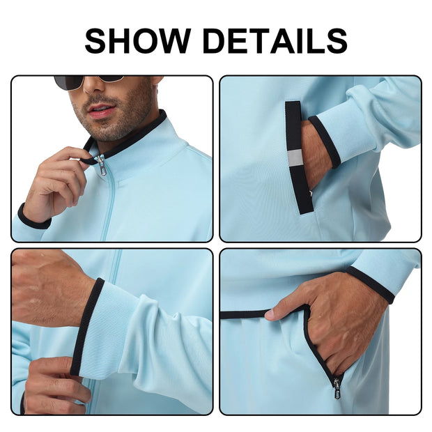 Clothing, Mens Clothing, Mens Workout ClothingMen'S Tracksuits Sweatsuits for Men Set Track Suits 2 Piece Casual Athletic Jogging Warm up Full Zip Sweat Suits Grayblue S - Premium  from Nobles Store - Just $63.78! Shop now at Nobles Store