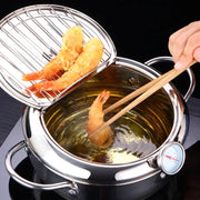 Cookware, Dining & Bar, Home & Garden, KitchenJapanese Deep Frying Pot with a Thermometer and a Lid 304 Stainless Steel Kitchen Tempura Fryer Pan 20 24 Cm KC0405 - Premium  from Nobles Store - Just $78.74! Shop now at Nobles Store