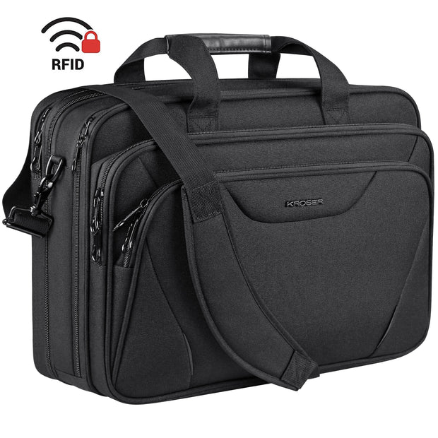 Large 17.3" Laptop Messenger Carrying Bag, Black