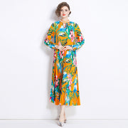 WomenBeaded Positioning Printed Pleated Pearl Buckle Pleated Dress - Premium 0 from Nobles Store - Just $38.01! Shop now at Nobles Store