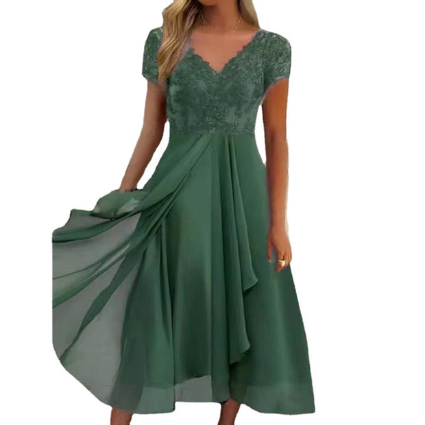 WomenEuropean And American-style Mid-length Chiffon Dress - Premium 0 from Nobles Store - Just $56.67! Shop now at Nobles Store
