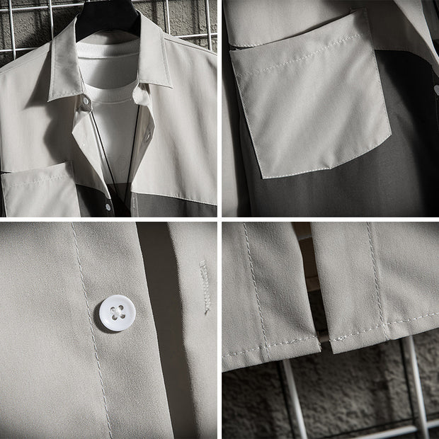 Shirt Men's Long Sleeve Stitching Loose Casual Jacket - Premium 0 from Nobles Store - Just $44.36! Shop now at Nobles Store