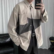 Shirt Men's Long Sleeve Stitching Loose Casual Jacket - Premium 0 from Nobles Store - Just $44.36! Shop now at Nobles Store