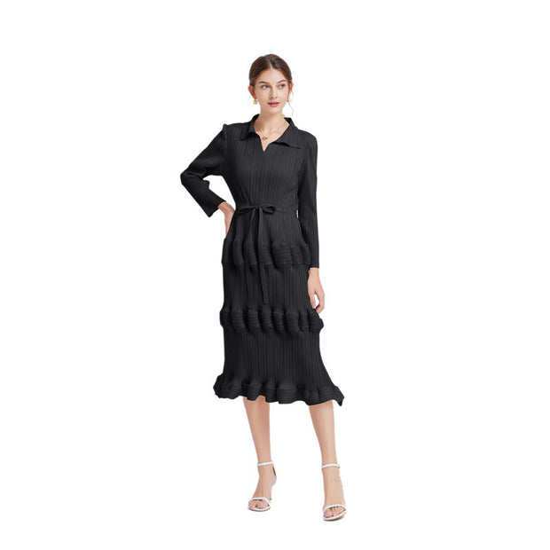 WomenFashion Dress Mid Waist Pleated Slim Fit Lantern Dress - Premium 0 from Nobles Store - Just $39.01! Shop now at Nobles Store