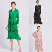 WomenFashion Dress Mid Waist Pleated Slim Fit Lantern Dress - Premium 0 from Nobles Store - Just $39.01! Shop now at Nobles Store