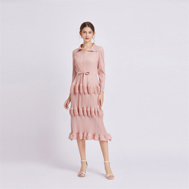 WomenFashion Dress Mid Waist Pleated Slim Fit Lantern Dress - Premium 0 from Nobles Store - Just $39.01! Shop now at Nobles Store