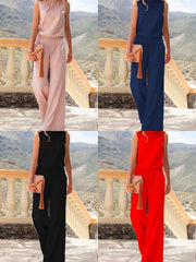 WomenSolid Color Sleeveless Loose Jumpsuit Women - Premium  from Nobles Store - Just $46.26! Shop now at Nobles Store
