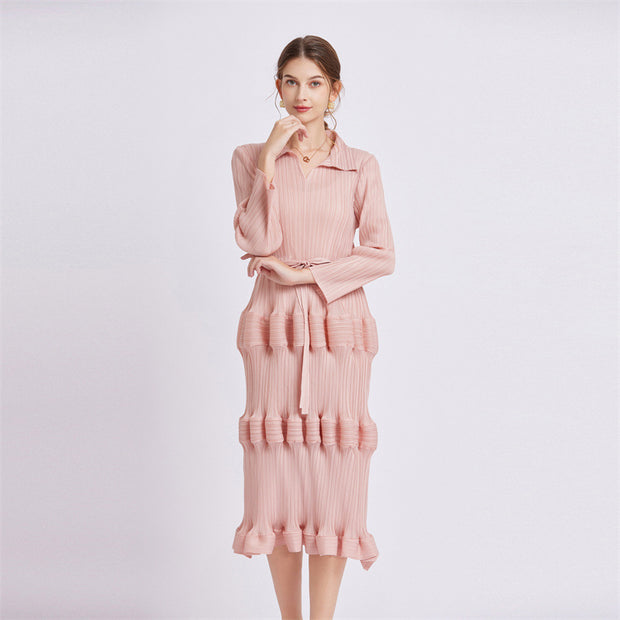 WomenFashion Dress Mid Waist Pleated Slim Fit Lantern Dress - Premium 0 from Nobles Store - Just $39.01! Shop now at Nobles Store