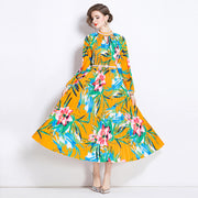 WomenBeaded Positioning Printed Pleated Pearl Buckle Pleated Dress - Premium 0 from Nobles Store - Just $38.01! Shop now at Nobles Store