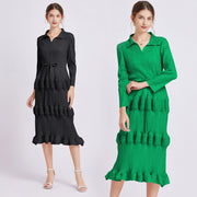 WomenFashion Dress Mid Waist Pleated Slim Fit Lantern Dress - Premium 0 from Nobles Store - Just $39.01! Shop now at Nobles Store