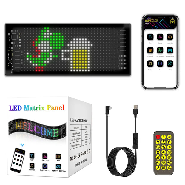 LED Lighting, LED Panel Lights, Lights & LightingRGB LED Car Sign Animation LED Matrix Pixel Panel DIY Programmable Bluetooth App Control LED Panel Flexible Display Light - Premium  from Nobles Store - Just $60.82! Shop now at Nobles Store