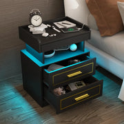 Bedroom Furniture, Furniture, Home FurnitureModern Bedside Table with 2 Drawers Drawer Bedside Table with Charging Station and LED Light Bedroom Furniture Pull-Out Shelves - Premium  from Nobles Store - Just $205.18! Shop now at Nobles Store
