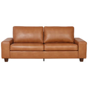 89" Upholstered Vegan Leather Sofa with Wide Square Arms and Storage Pockets Couches