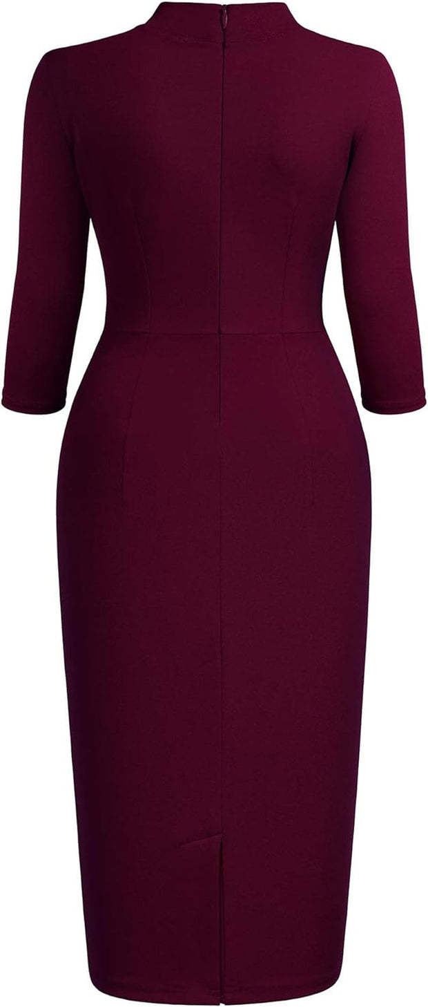 Clothing, Dresses, Shoes & Jewelry, Women, WorkWomen'S Retro Half Collar Ruffle Style Cocktail Pencil Dress - Premium  from Nobles Store - Just $78.13! Shop now at Nobles Store