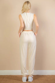 Clothing, Dresses, Shoes & Jewelry, WomenFrench Terry Elastic Waist Tank Top & Joggers Set (CAPELLA) - Premium  from Nobles Store - Just $42.87! Shop now at Nobles Store
