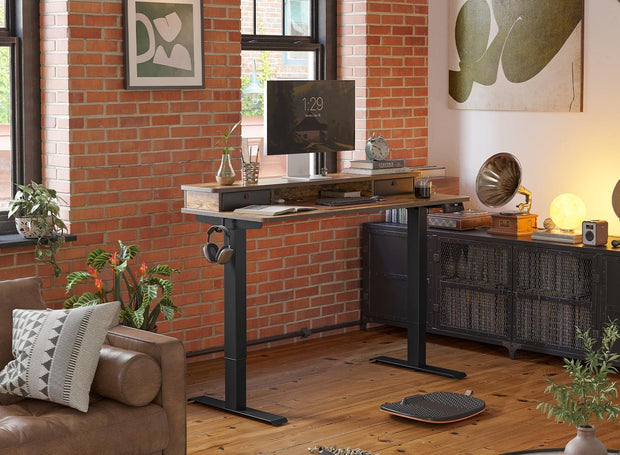 Furniture, Home & Kitchen, Home Office Desks, Home Office Furniture55 X 24 Inch Height Adjustable Electric Standing Desk with Double Drawer - Premium  from Nobles Store - Just $395.54! Shop now at Nobles Store