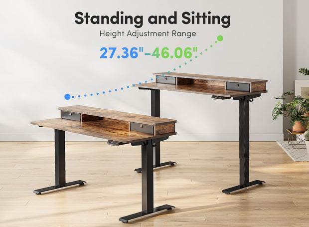 Furniture, Home & Kitchen, Home Office Desks, Home Office Furniture55 X 24 Inch Height Adjustable Electric Standing Desk with Double Drawer - Premium  from Nobles Store - Just $395.54! Shop now at Nobles Store