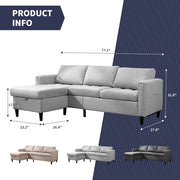 Furniture, Home, Living Room Furniture, Sectional Couches & SofasReversible Sectional Couch Set 3 Seat, L Shaped Modular Sleeper Sofa Bed with Flexible Storage Ottoman Chaise - Light Grey - Premium  from Nobles Store - Just $585.54! Shop now at Nobles Store