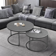 Modern Nesting round Grey Marble Top Coffee Table Set Sintered Stone Table Metal Legs Home Furniture