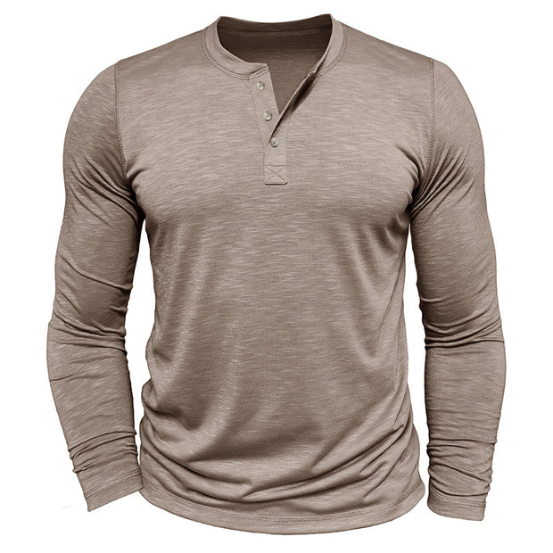 Men's Long-sleeved Henry Collar Shirt - Premium 0 from USAdrop - Just $38.84! Shop now at Nobles Store