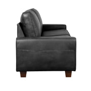 89" Upholstered Vegan Leather Sofa with Wide Square Arms and Storage Pockets Couches