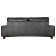 89" Upholstered Vegan Leather Sofa with Wide Square Arms and Storage Pockets Couches