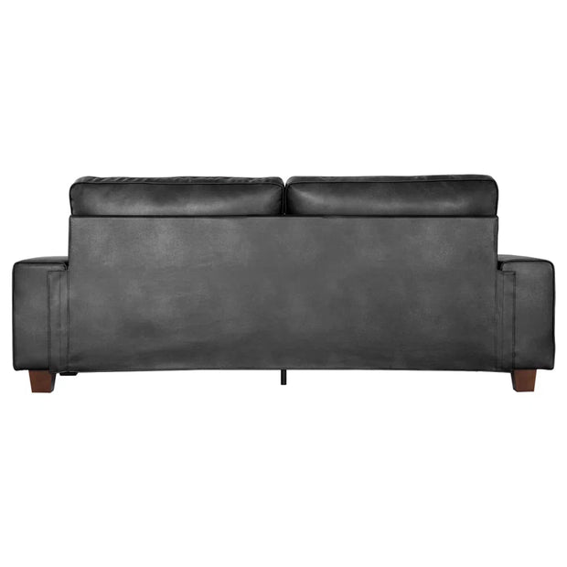 89" Upholstered Vegan Leather Sofa with Wide Square Arms and Storage Pockets Couches