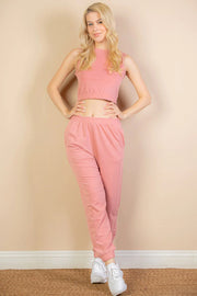 Clothing, Dresses, Shoes & Jewelry, WomenFrench Terry Elastic Waist Tank Top & Joggers Set (CAPELLA) - Premium  from Nobles Store - Just $42.87! Shop now at Nobles Store