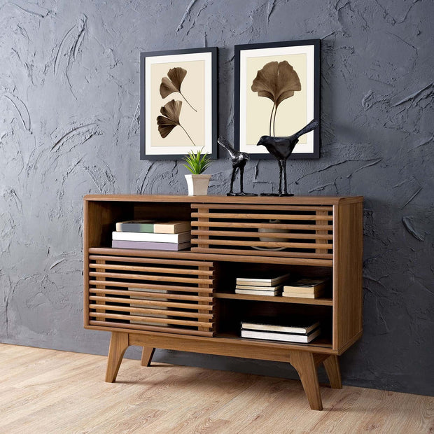 Furniture, Home, TV Stands, TV Stands & Entertainment CentersRender Modern Style Particleboard Wood Display Stand in Walnut - Premium  from Nobles Store - Just $191.07! Shop now at Nobles Store