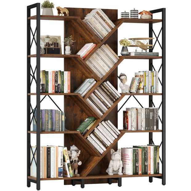 Mong 70" H X 55"W Display Shelves Wood Etagere Bookcase