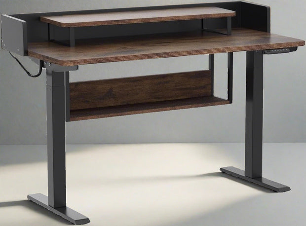 Furniture, Home & Kitchen, Home Office Desks, Home Office Furniture55" Electric Standing Desk with Shelves, 55 X 24 Inch Sit Stand Rising Desk with Monitor Stand and Storage, Ergonomic Home Office Computer Desk, Rustic - Premium  from Nobles Store - Just $369.21! Shop now at Nobles Store