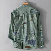 Hong Kong Style Fashion Men's Loose Printed Long Sleeve Shirt - Premium 0 from Nobles Store - Just $23.66! Shop now at Nobles Store