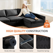 Furniture, Home, Living Room Furniture, Sectional Couches & SofasModular Sectional Sofa, 5 Seat Convertible Oversized U Shaped Sofa Couch with Storage Ottomans, Dark Grey - Premium  from Nobles Store - Just $889.78! Shop now at Nobles Store