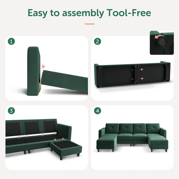 All categoriesU Shaped Sectional Couch Upholstered Sofa Couch with Chaise - Premium  from Nobles Store - Just $822.99! Shop now at Nobles Store