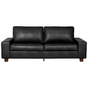 89" Upholstered Vegan Leather Sofa with Wide Square Arms and Storage Pockets Couches