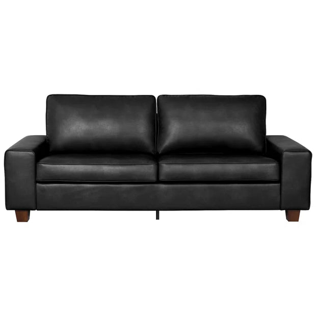 89" Upholstered Vegan Leather Sofa with Wide Square Arms and Storage Pockets Couches