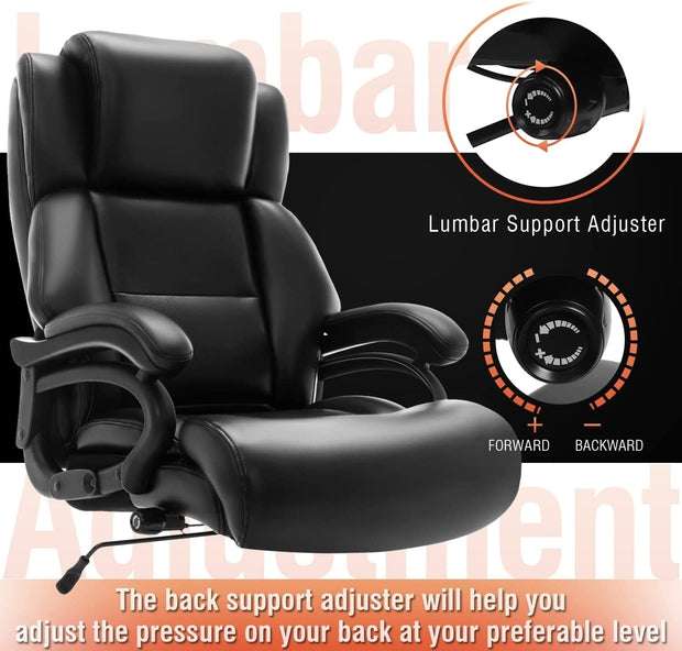 Furniture, Home & Kitchen, Home Office Chairs, Home Office Desk Chairs, Home Office FurnitureBig and Tall 400Lbs Office Chair- Adjustable Lumbar Support Heavy Duty Metal Base Quiet Rubber Wheels High Back Large Executive Computer Desk Chair, Ergonomic Design for Back Pain, Black - Premium  from Nobles Store - Just $441.86! Shop now at Nobles Store