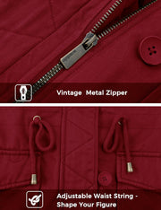 Women'S Winter Thicken Puffer Coat Warm Fleece Lined Parka Jacket with Fur Hood