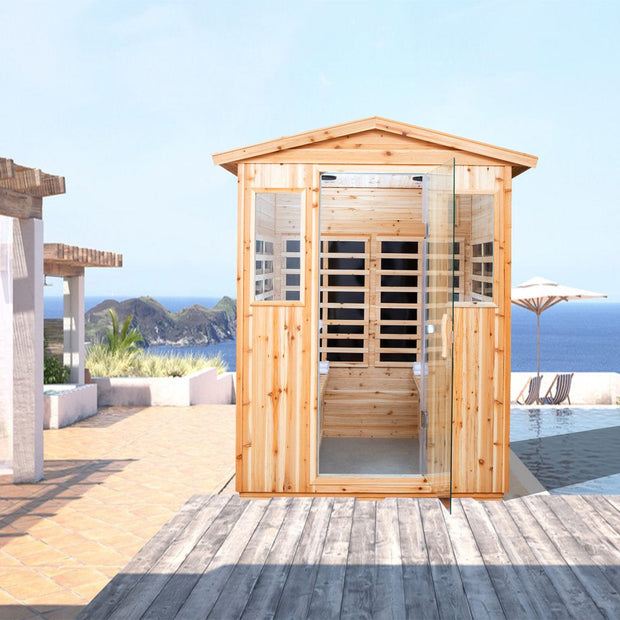 All Saunas, Patio & Garden, Saunas4 Person Far Sauna for Home Hemlock, Wooden Dry Sauna 2050W Sauna with 8 Low EMF Heaters - Premium  from Nobles Store - Just $4482.32! Shop now at Nobles Store