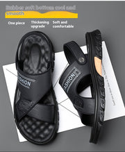Men's Summer Soft Bottom Beach Cowhide Sandals - Premium 0 from Nobles Store - Just $35.59! Shop now at Nobles Store