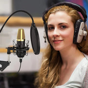 USB Condenser Microphone, 96Khz/24Bit Cardioid Computer Mic Kit for PC Recording, Gaming, Live Streaming, Voice Over, Youtube, Twitch, with Upgraded Boom Arm, ZY-UA2 (Gold)