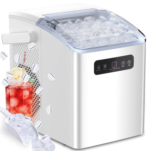 Appliances, Countertop Ice Makers, Freezers, Home, Ice MakersCountertop Portable Ice Maker, Self-Cleaning with Handle, Ice Scoop, 2 Sizes of Bullet Ice Cubes,For Home/Kitchen/Office-White - Premium  from Nobles Store - Just $82.56! Shop now at Nobles Store