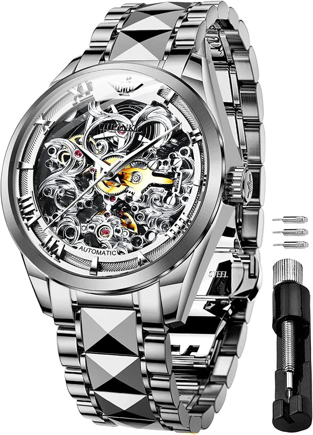 Clothing, Men, Shoes & Jewelry, Watches, Wrist WatchesOUPINKE Men'S Skeleton Mechanical Watches Luxury Dress Automatic Self Winding Sapphire Crystal Waterproof Tungsten Steel Band Wrist Watches - Premium  from Nobles Store - Just $453.54! Shop now at Nobles Store