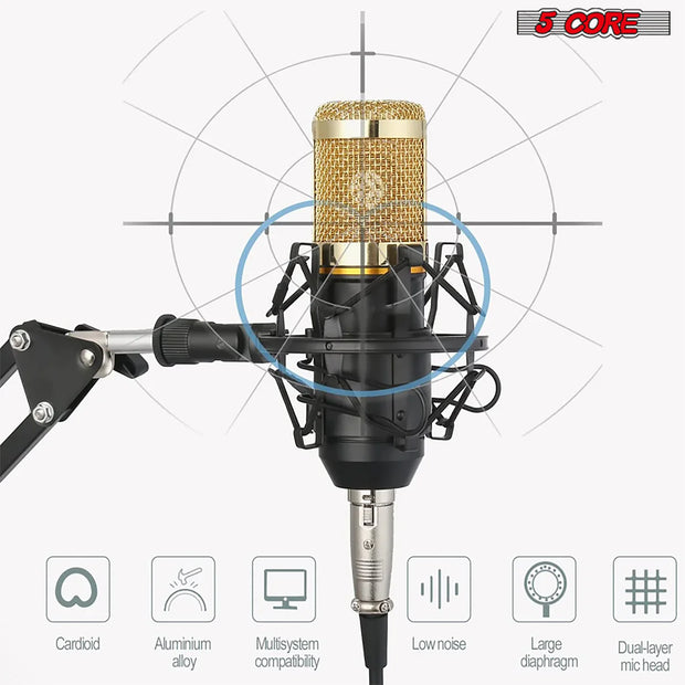 Electronics & Gadgets, Electronics Accessories & Supplies5Core Recording Microphone Podcast Bundle Professional Condenser Cardioid Mic Kit W Boom Arm - Premium  from Nobles Store - Just $40.50! Shop now at Nobles Store