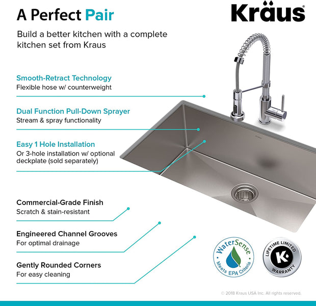 Kitchen & Bar Sinks, Kitchen & Bath Fixtures, Kitchen Fixtures, Kitchen Sinks, Single Bowl, Tools & Home Improvement30-Inch 16 Gauge Standart PRO Kitchen Sink Combo Set with Bolden 18-Inch Kitchen Faucet and Soap Dispenser, Chrome KHU100-30-1610-53CH - Premium  from Nobles Store - Just $621.01! Shop now at Nobles Store