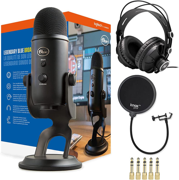 Accessories, Microphones & Accessories, Musical Instruments, Pop Filters, Windscreens & Pop FiltersYeti USB Microphone (Blackout) Bundle with Knox Gear Headphones and Pop Filter (3 Items) - Premium  from Nobles Store - Just $224.43! Shop now at Nobles Store