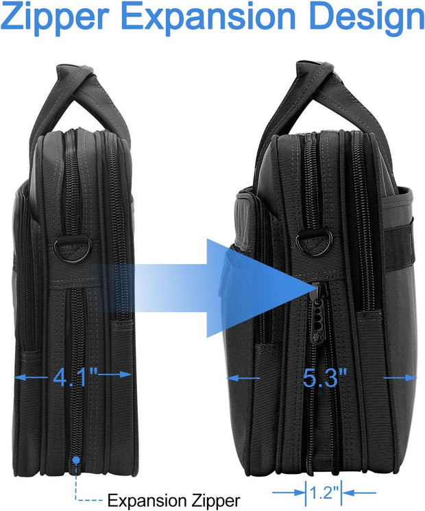 Laptop Bag 15.6 Inch, Mens Laptop Briefcase, Expandable Carry on Computer Case, Business Office Attache, Lightweight Water Resistant Shoulder Messenger Bag for Macbook Acer HP Dell, Black