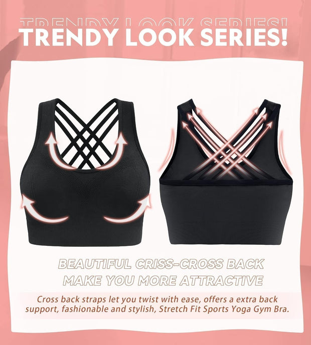 Bras, Clothing, Lingerie, Shoes & Jewelry, Sleep & Lounge, Sports Bras, WomenHigh Impact Sports Bras for Women High Support Adjustable Strappy Padded Sports Bra Workout Bras for Running - Premium  from Nobles Store - Just $47.77! Shop now at Nobles Store