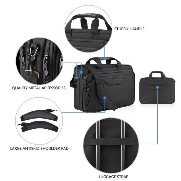Large 17.3" Laptop Messenger Carrying Bag, Black